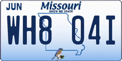 MO license plate WH8O4I
