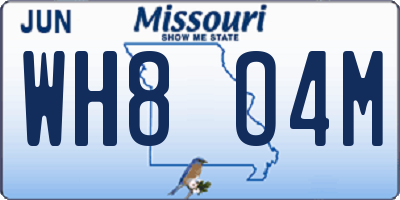 MO license plate WH8O4M