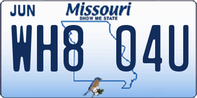 MO license plate WH8O4U