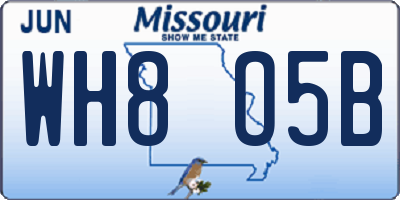 MO license plate WH8O5B