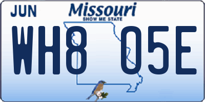 MO license plate WH8O5E