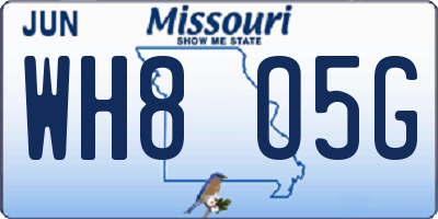 MO license plate WH8O5G