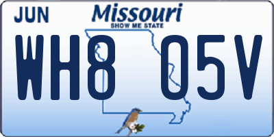 MO license plate WH8O5V