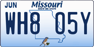 MO license plate WH8O5Y