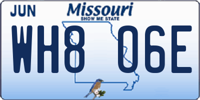 MO license plate WH8O6E