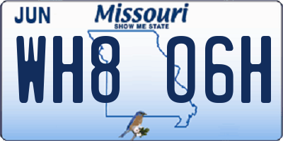 MO license plate WH8O6H