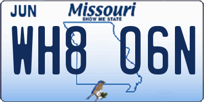 MO license plate WH8O6N
