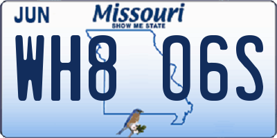 MO license plate WH8O6S