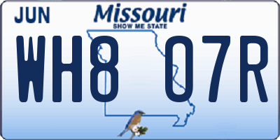 MO license plate WH8O7R