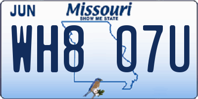 MO license plate WH8O7U