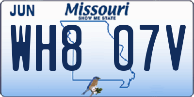 MO license plate WH8O7V