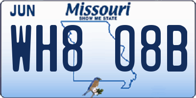 MO license plate WH8O8B
