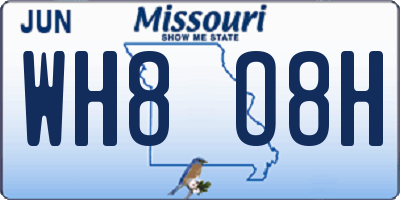 MO license plate WH8O8H