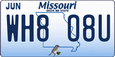 MO license plate WH8O8U