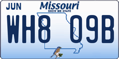 MO license plate WH8O9B