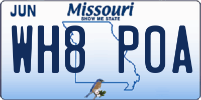MO license plate WH8P0A