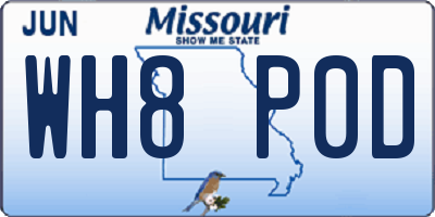 MO license plate WH8P0D