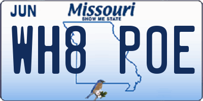 MO license plate WH8P0E