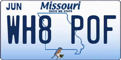 MO license plate WH8P0F