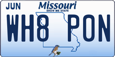 MO license plate WH8P0N