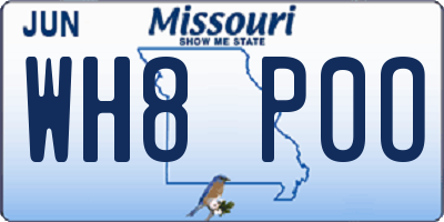 MO license plate WH8P0O