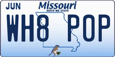 MO license plate WH8P0P