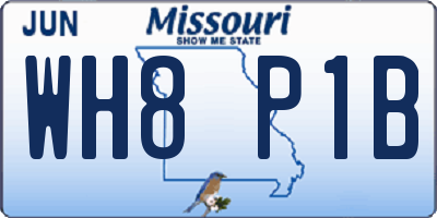 MO license plate WH8P1B