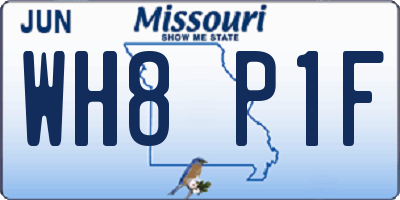MO license plate WH8P1F