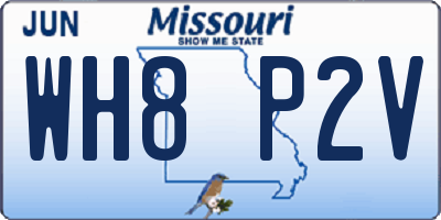 MO license plate WH8P2V