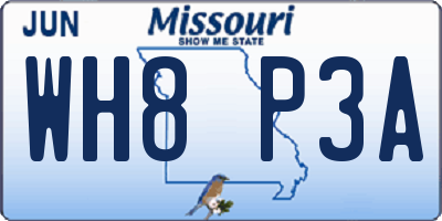 MO license plate WH8P3A