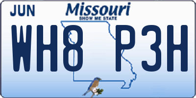 MO license plate WH8P3H