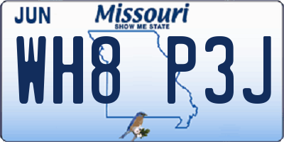 MO license plate WH8P3J
