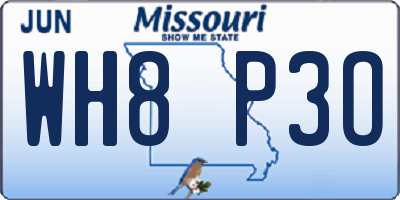 MO license plate WH8P3O
