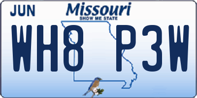 MO license plate WH8P3W