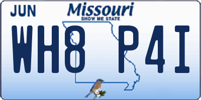 MO license plate WH8P4I