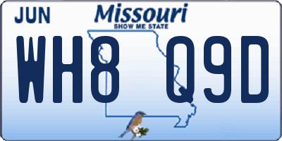 MO license plate WH8Q9D