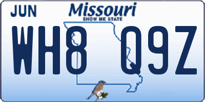MO license plate WH8Q9Z