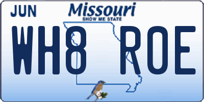 MO license plate WH8R0E