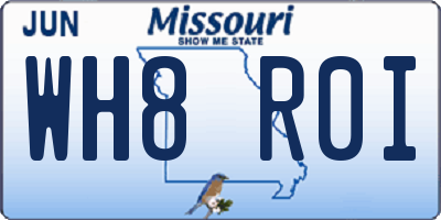 MO license plate WH8R0I
