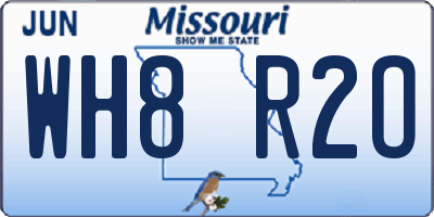 MO license plate WH8R2O