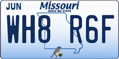 MO license plate WH8R6F