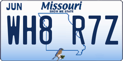 MO license plate WH8R7Z
