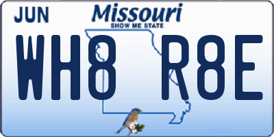 MO license plate WH8R8E