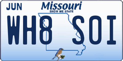 MO license plate WH8S0I