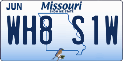 MO license plate WH8S1W