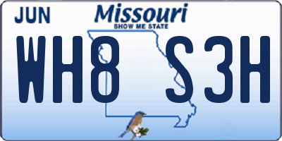 MO license plate WH8S3H