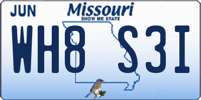 MO license plate WH8S3I