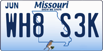 MO license plate WH8S3K