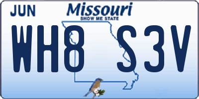 MO license plate WH8S3V