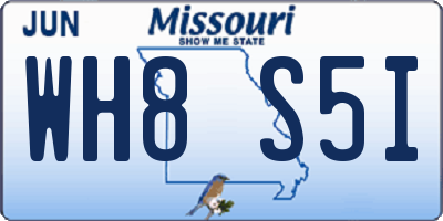MO license plate WH8S5I